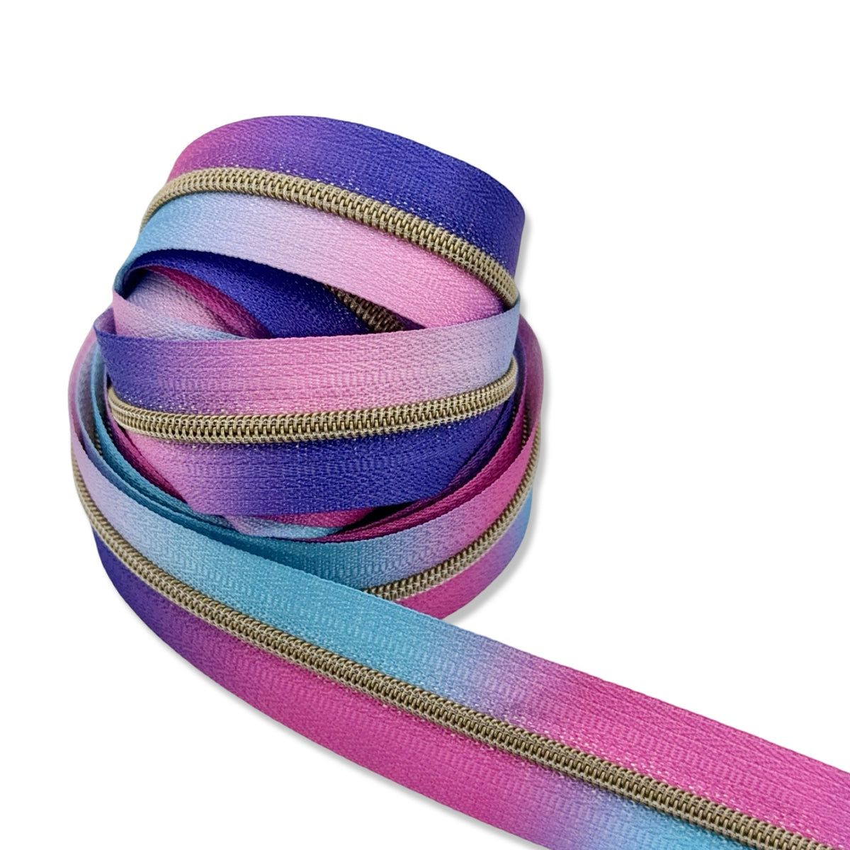 Mixed Berry Ombré | #3 Antique Gold Zipper by the Yard - 3 Yard Single ...