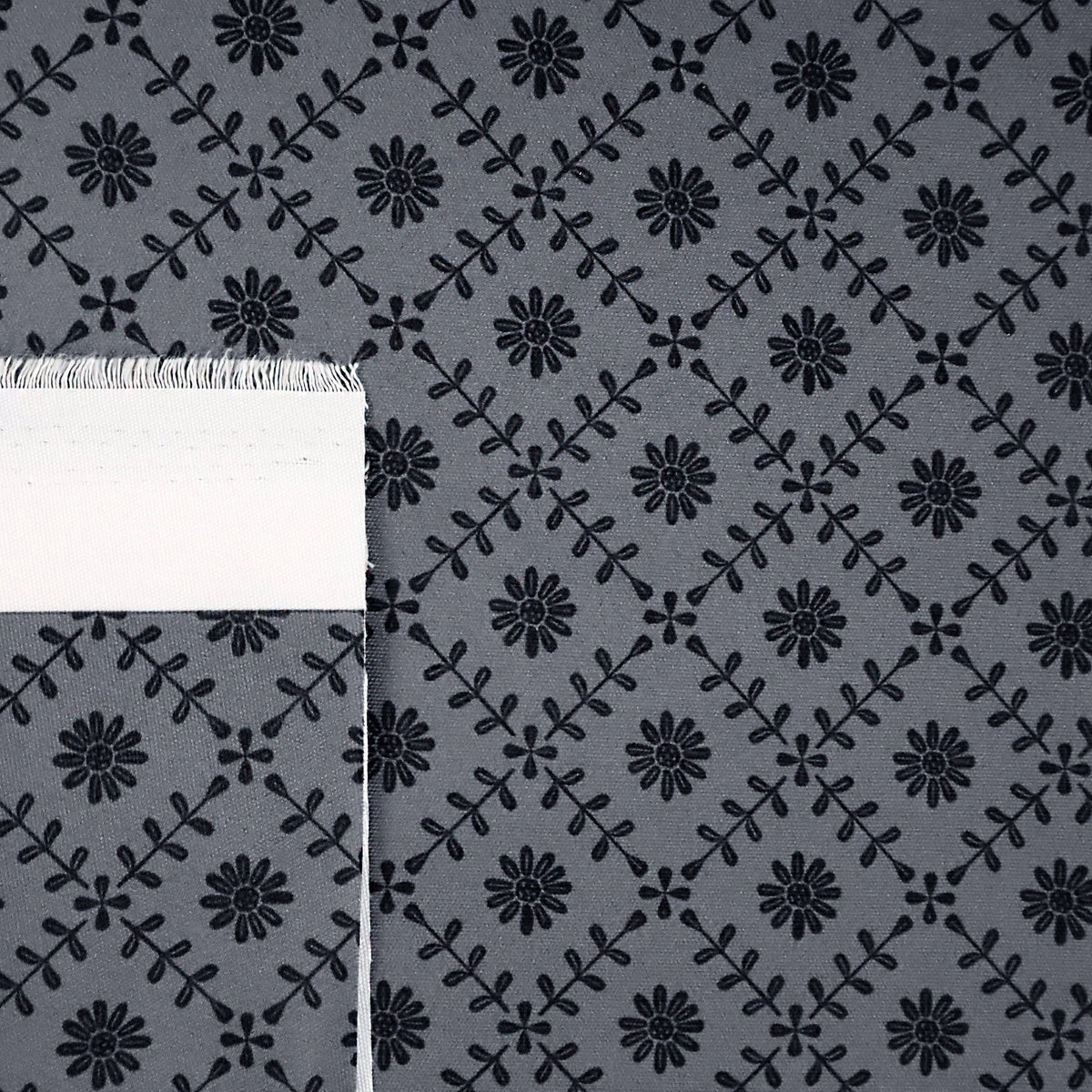 Folk Art Daisy in Gray | ReNew Canvas Prints - 1 Yard Cut – More Me Know