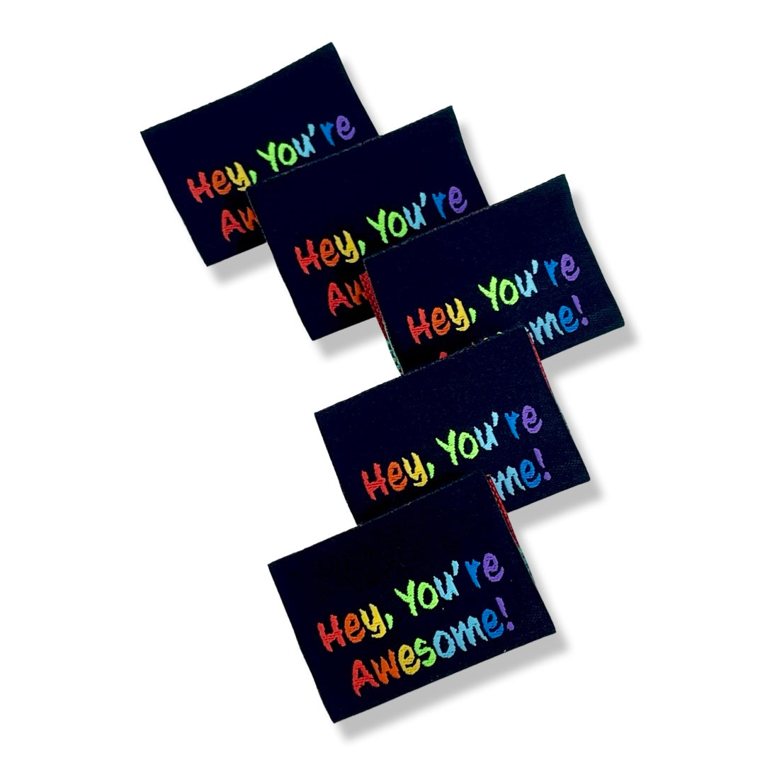 Hey, You're Awesome! - Rainbow Letters | Woven Sew-in Labels - Pack of ...
